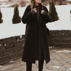 Aritzia Charcoal Double-Breasted Trench Coat